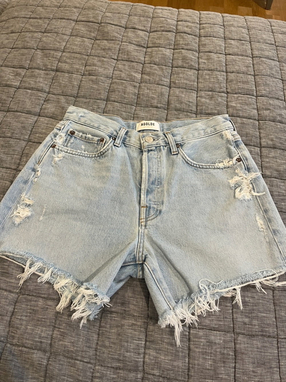 Agolde Parker Long Shorts, stain on back waistband